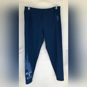 Disney Blue Leggings with Castle and Tinkerbell Design